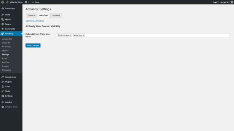 AdSanity User Role Ad