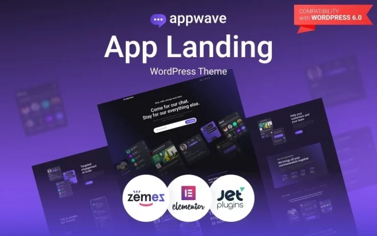 Appwave – Innovative and Stylish App Landing Page WordPress Theme