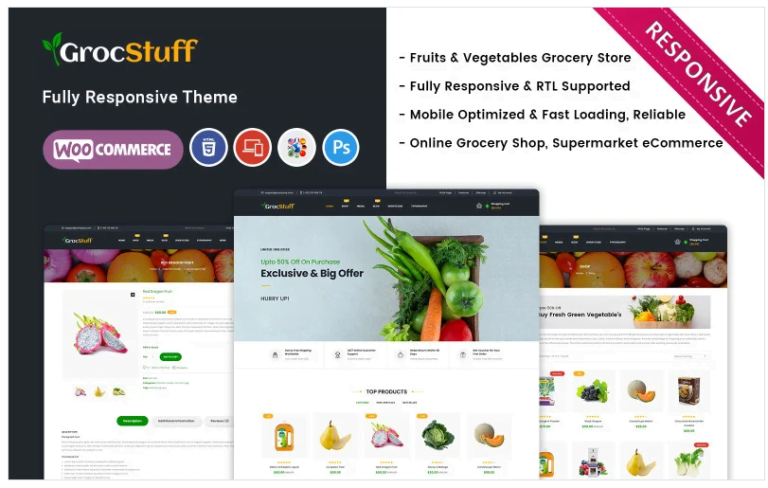 Grocstuff – Vegetable, Fruits and Grocery Supermarket Responsive Woocommerce Theme