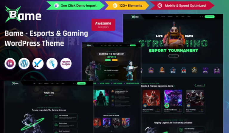 Bame – eSports and Gaming WordPress Theme