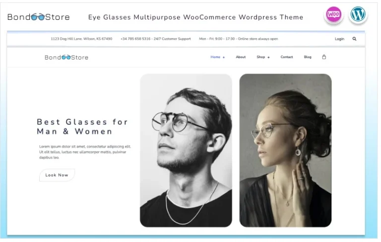 Bond Store – Eye Glasses Multipurpose Shop WooCommerce WordPress Theme